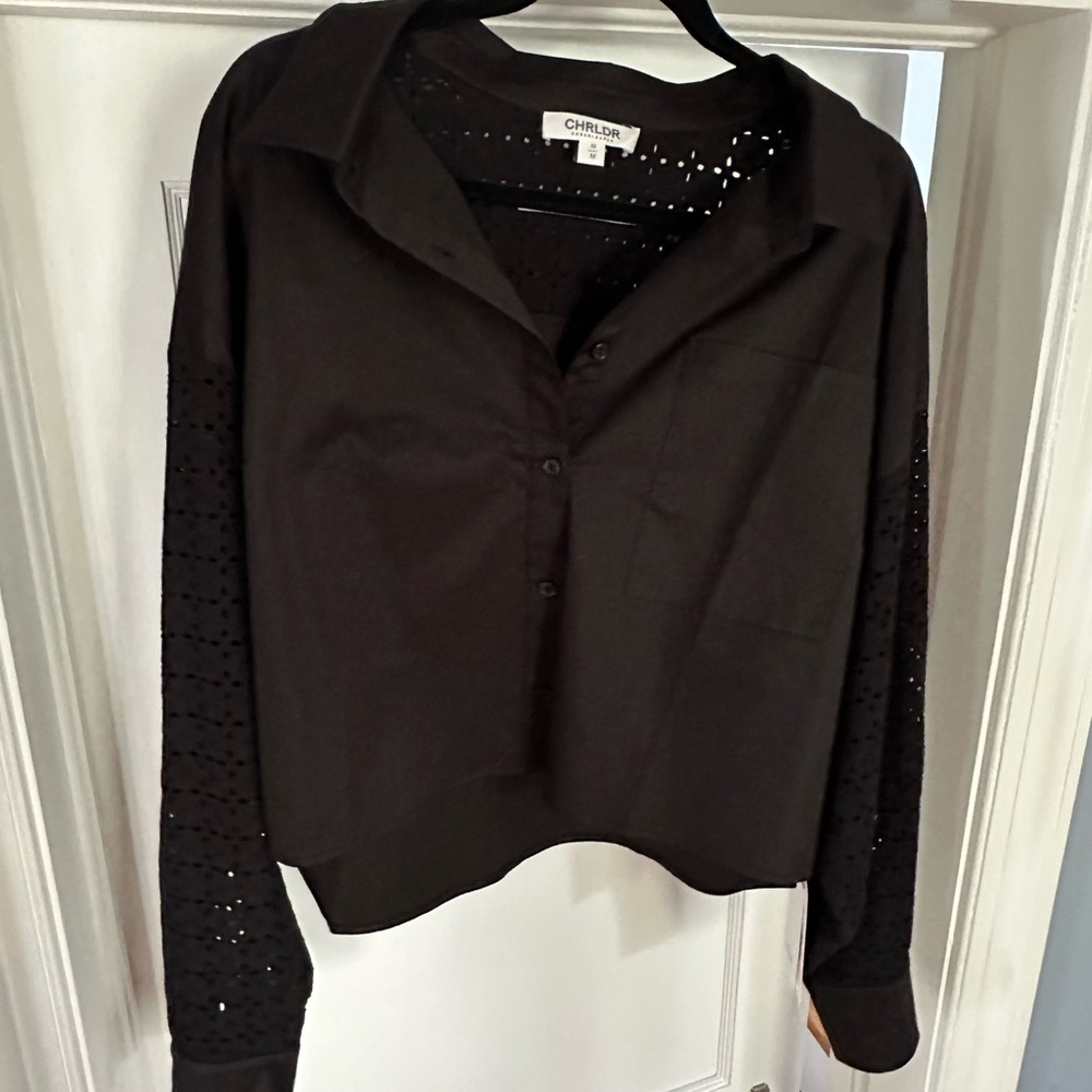 CHRLDR Black Eyelet Detail Shirt